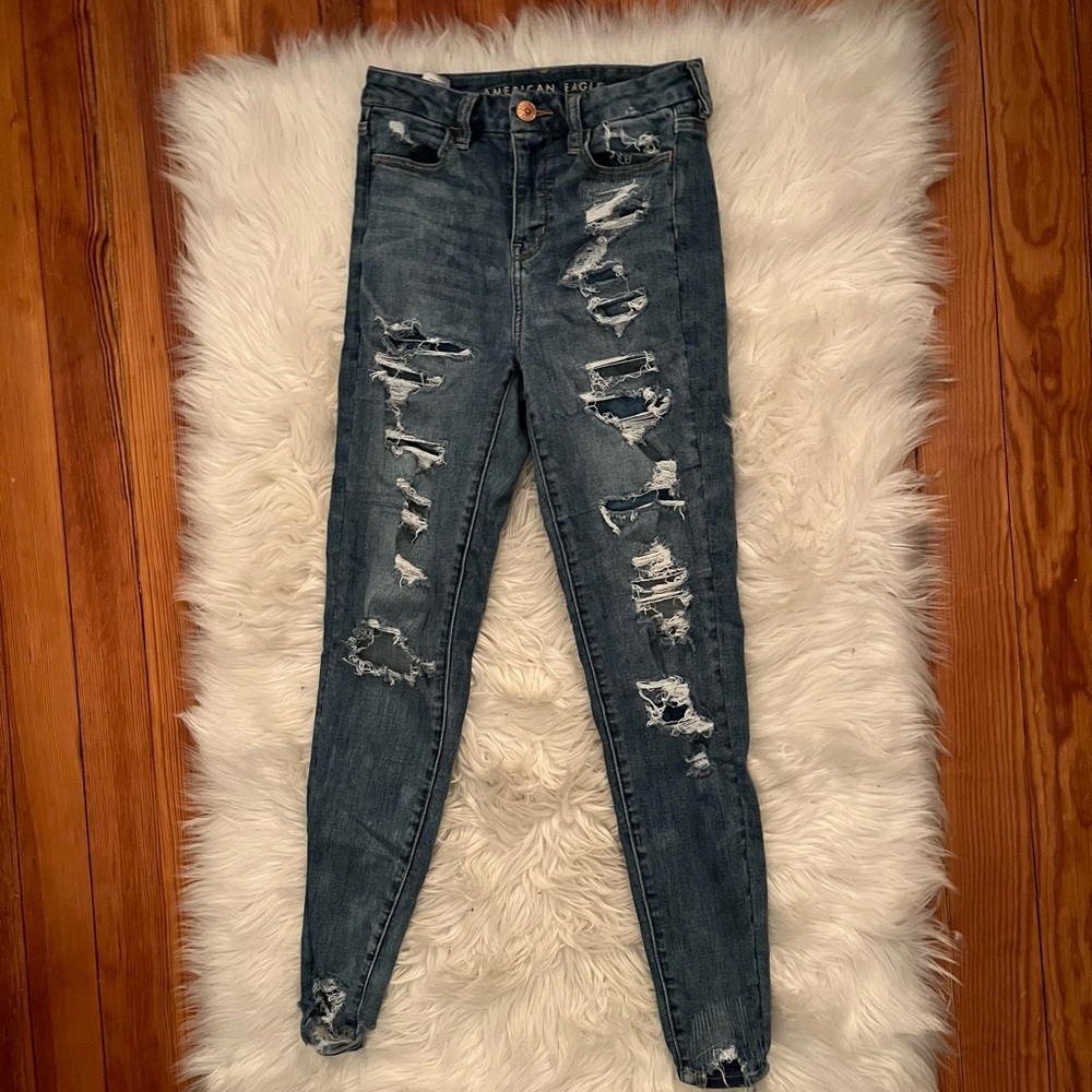 American Eagle Outfitters Ripped Jeggings Super Stretch